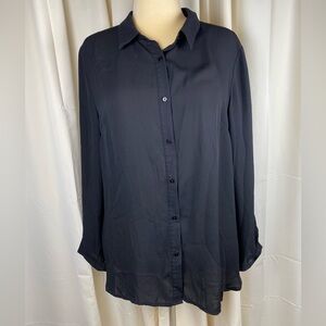 Adrianna Papell Black Button Down Blouse